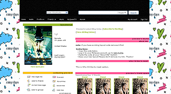    default myspace layouts