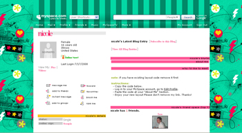 cute flash default myspace layouts