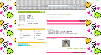 cute heart skull default myspace layouts
