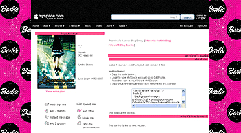 barbie default myspace layouts