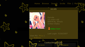 Yellow Star animated myspace layouts