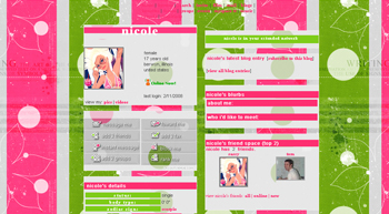 green pink myspace layouts